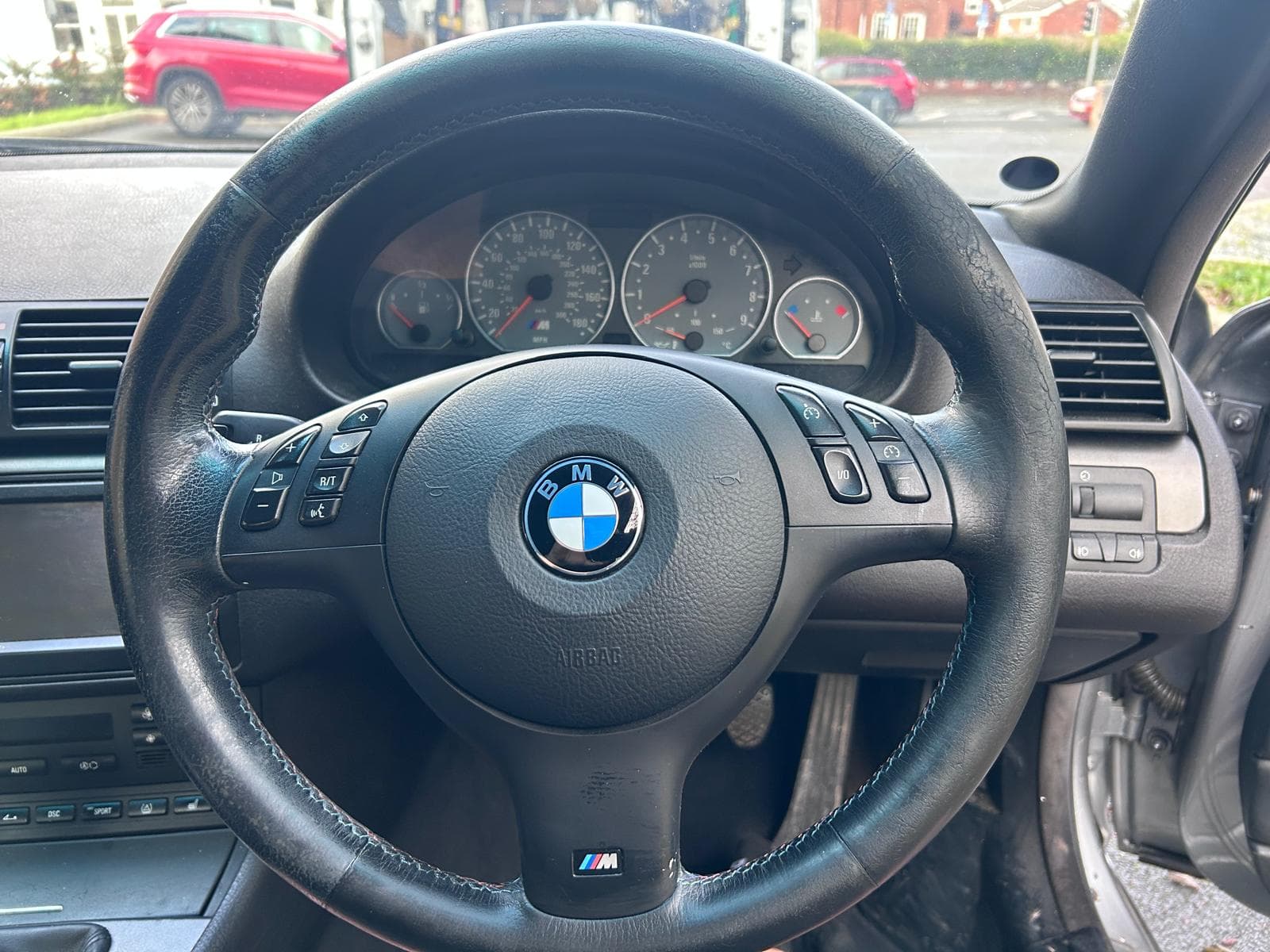 BMW M3 interior steering wheel after detail
