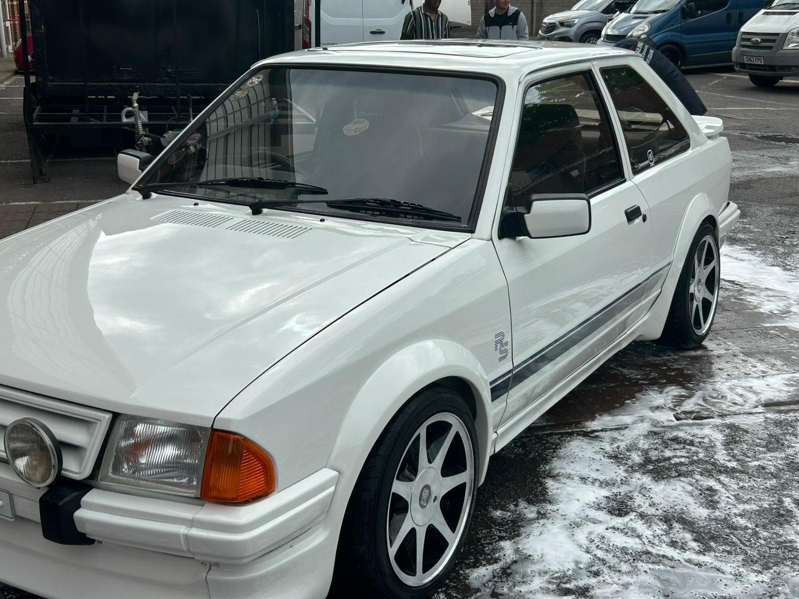 White Ford Escort RS at car show