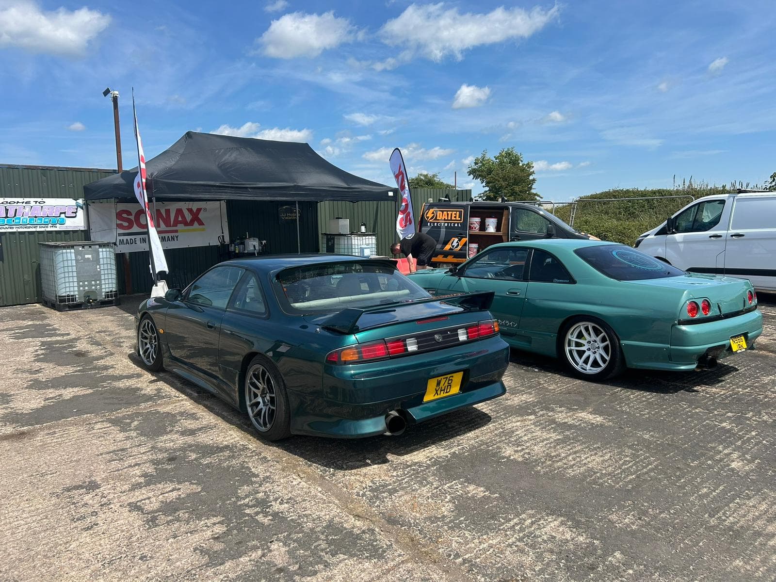 JJ Mobile Valeting van at car show with Nissan Skylines